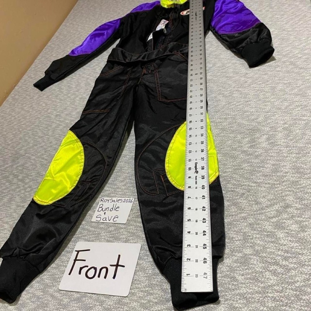 Gearbox Black multicolor racing suit with reflective kids size XS(8-10).SKU-C114